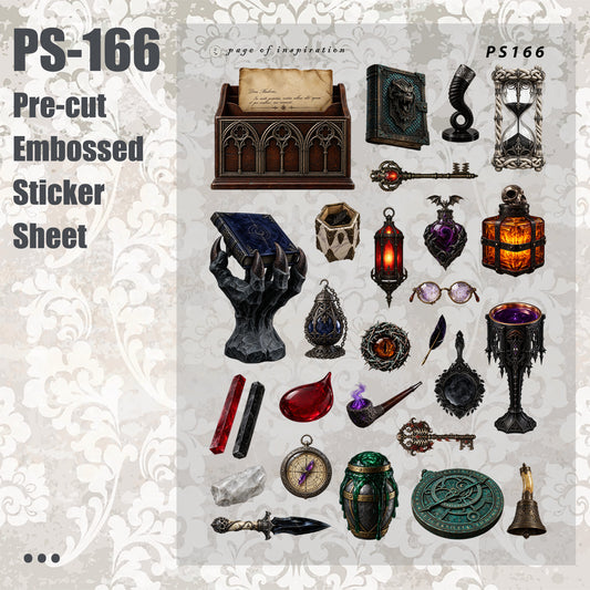 #PS-166 Pre-cut Embossed PET Sticker Sheet