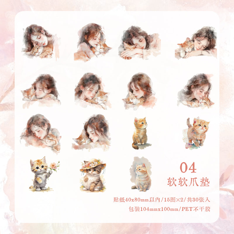 #02303 Cat with Girl Series Sticker