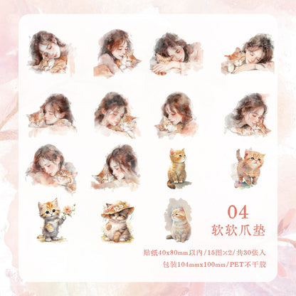 #02303 Cat with Girl Series Sticker