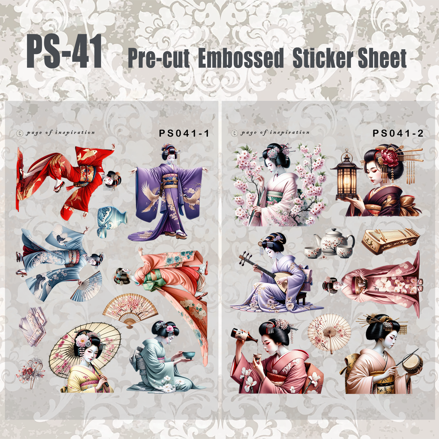 #PS-41 Pre-cut Embossed PET Sticker Sheet
