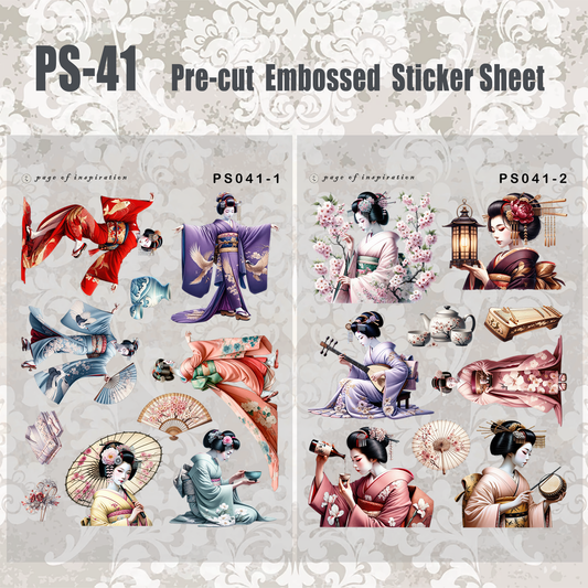 #PS-41 Pre-cut Embossed PET Sticker Sheet