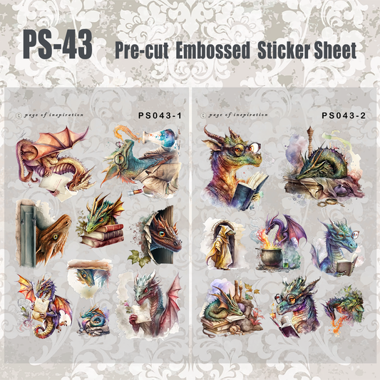 #PS-43 Pre-cut Embossed PET Sticker Sheet