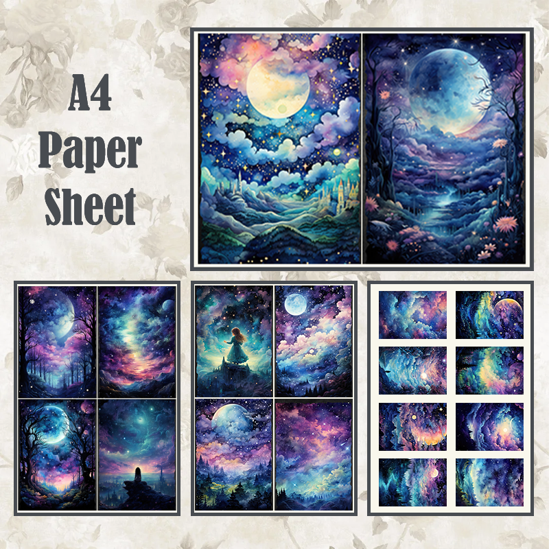 #4A45 POI Print A4 Cardstock Paper Set 4 Pcs