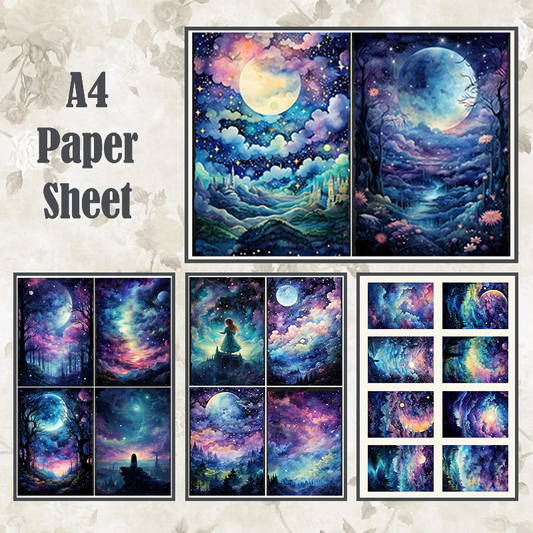 #4A45 POI Print A4 Cardstock Paper Set 4 Pcs