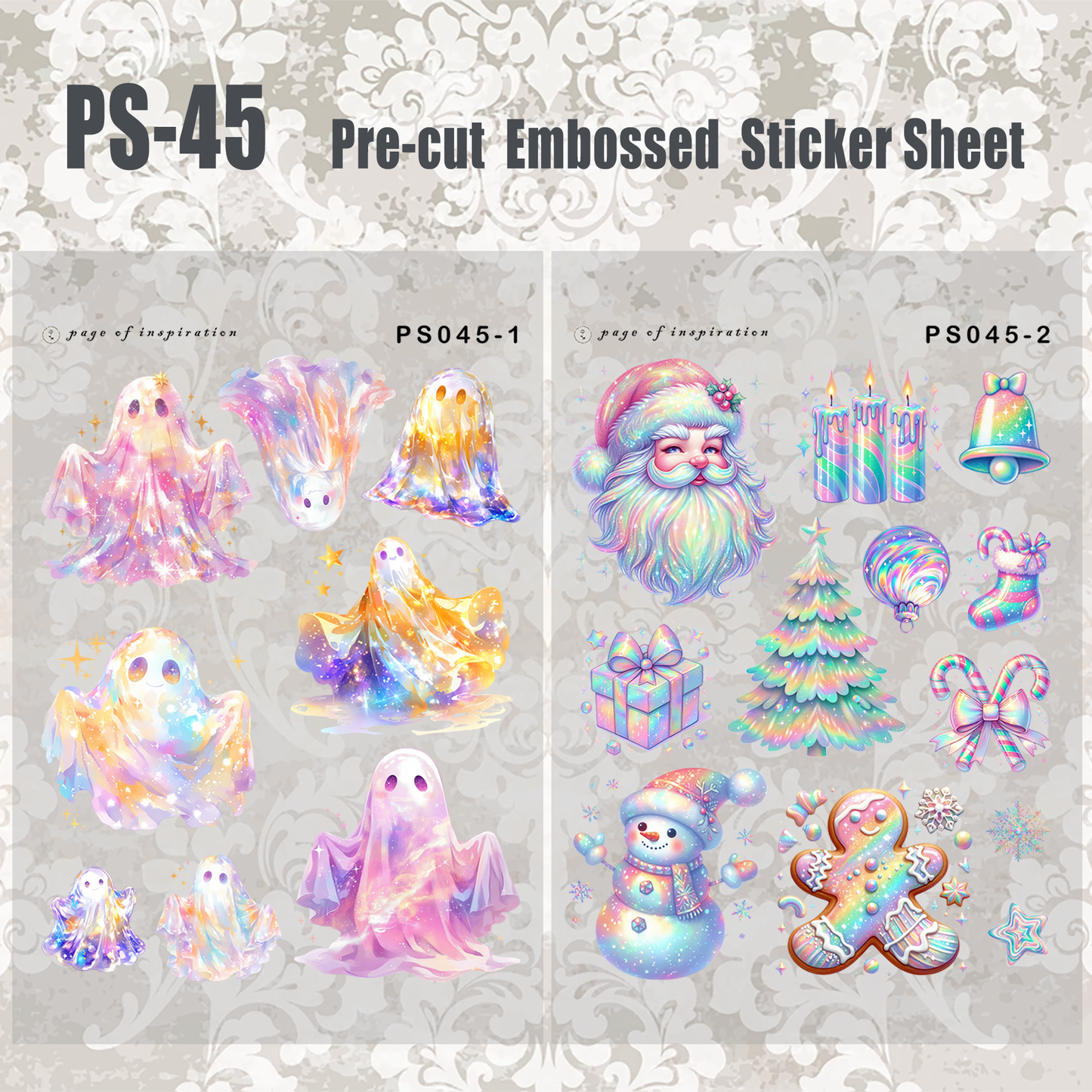 #PS-45 Pre-cut Embossed PET Sticker Sheet