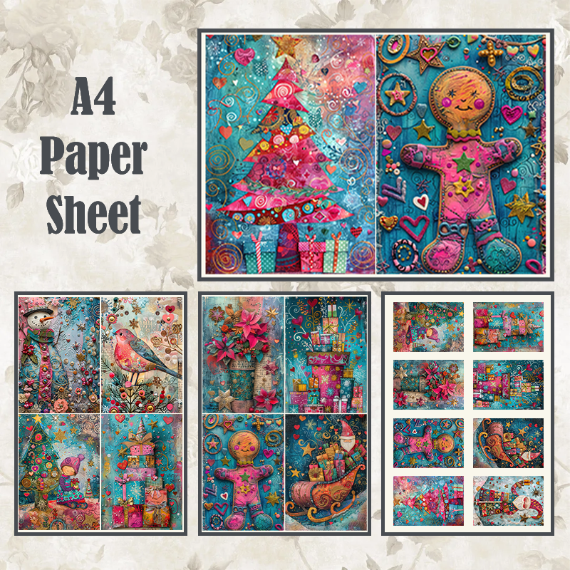 #4A46 POI Print A4 Cardstock Paper Set 4 Pcs