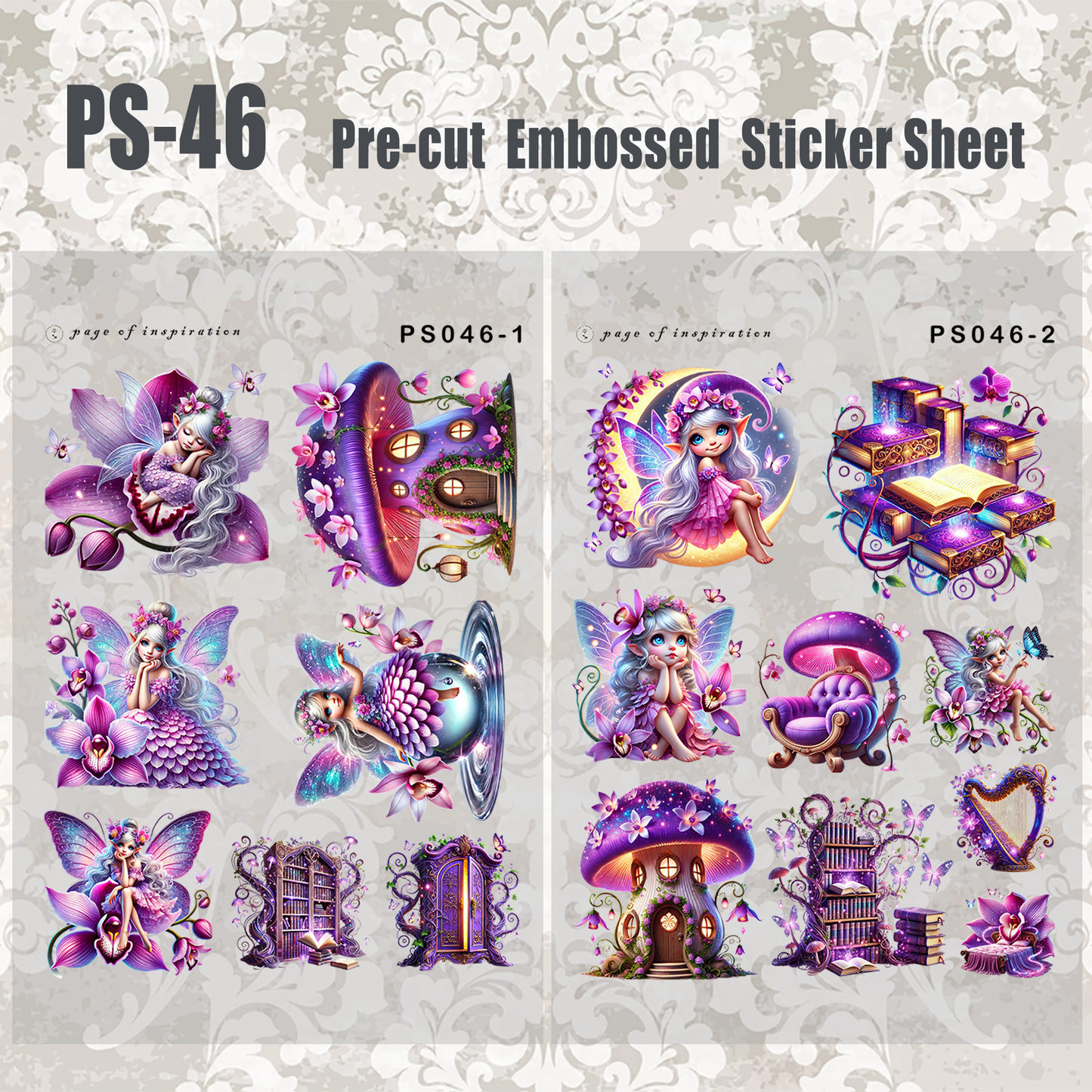 #PS-46 Pre-cut Embossed PET Sticker Sheet