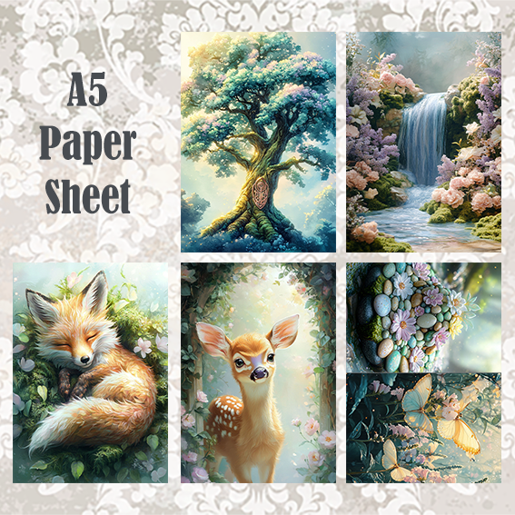#5A46 POI Print A5 Cardstock Paper Set 10 Pcs Animal