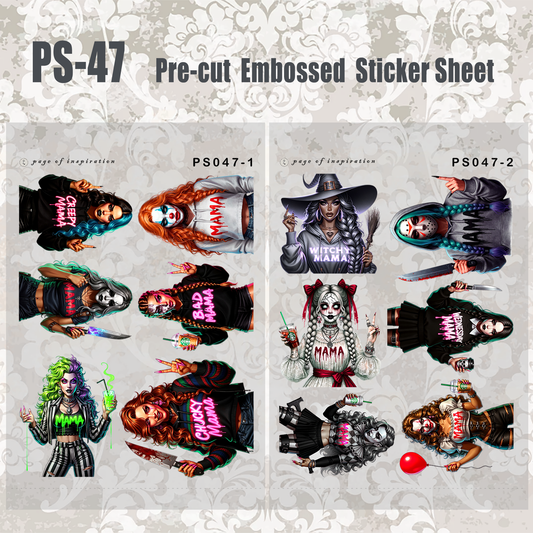 #PS-47 Pre-cut Embossed PET Sticker Sheet