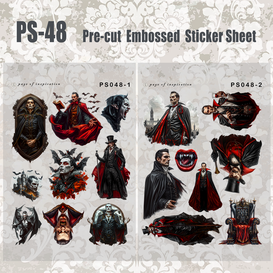 #PS-48 Pre-cut Embossed PET Sticker Sheet