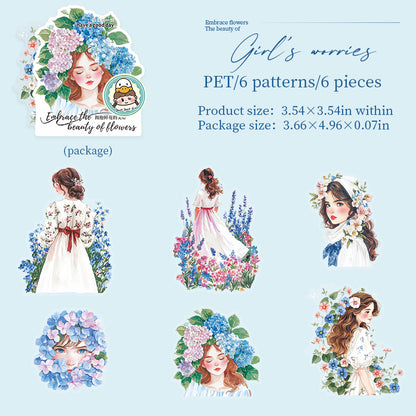 #02501 Girl with Flower Series Sticker