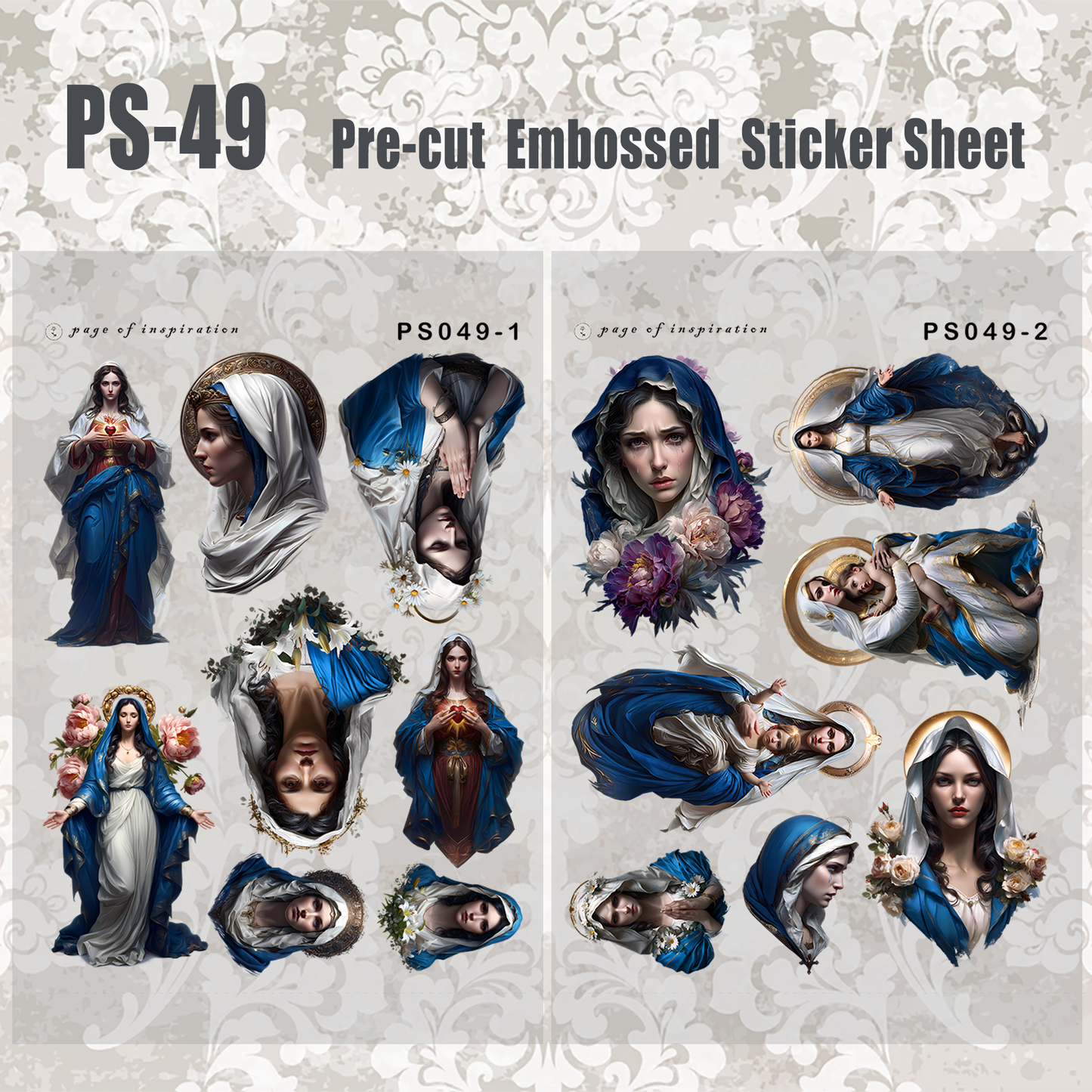 #PS-49 Pre-cut Embossed PET Sticker Sheet