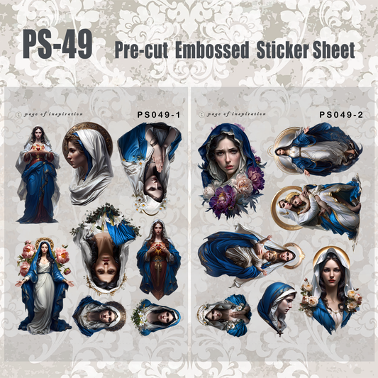 #PS-49 Pre-cut Embossed PET Sticker Sheet