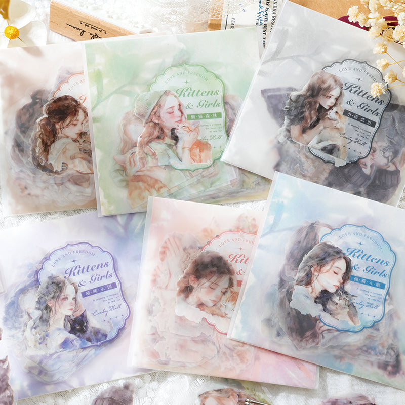 #02303 Cat with Girl Series Sticker