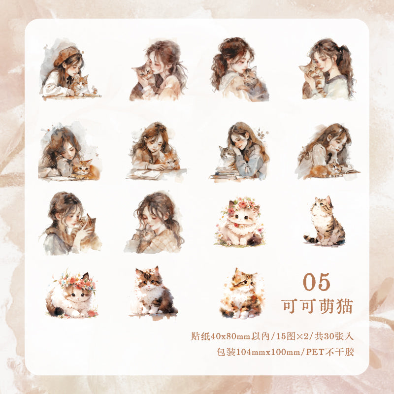 #02303 Cat with Girl Series Sticker
