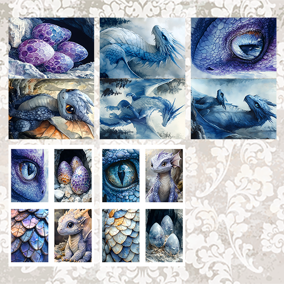 #5A50 POI Print A5 Cardstock Paper Set 10 Pcs Dragon
