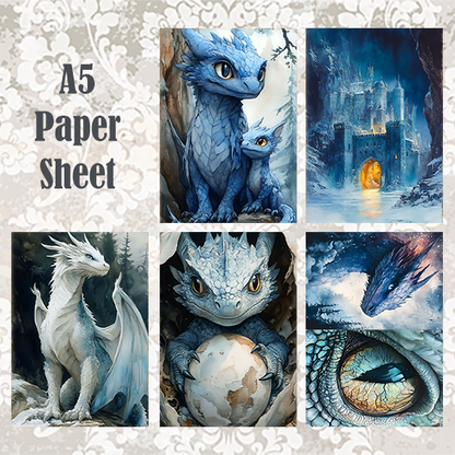 #5A50 POI Print A5 Cardstock Paper Set 10 Pcs Dragon