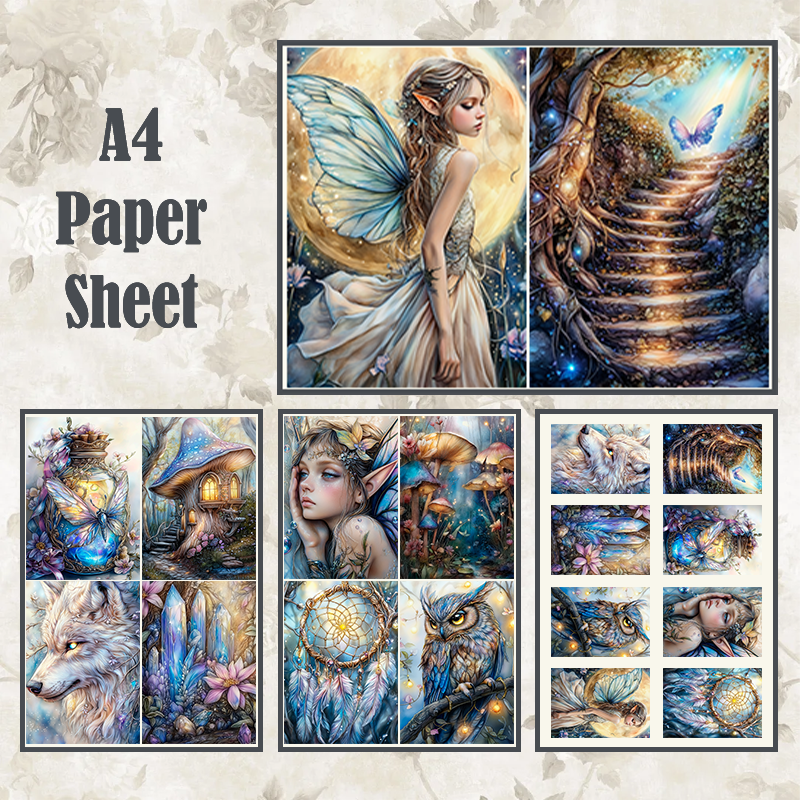 #4A52 POI Print A4 Cardstock Paper Set 4 Pcs