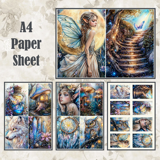 #4A52 POI Print A4 Cardstock Paper Set 4 Pcs