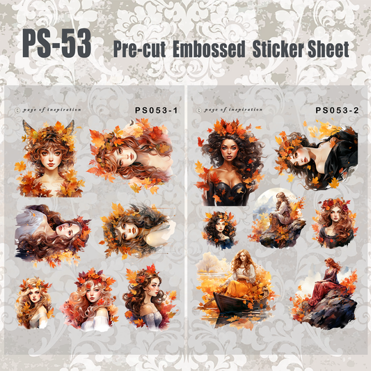 #PS-53 Pre-cut Embossed PET Sticker Sheet