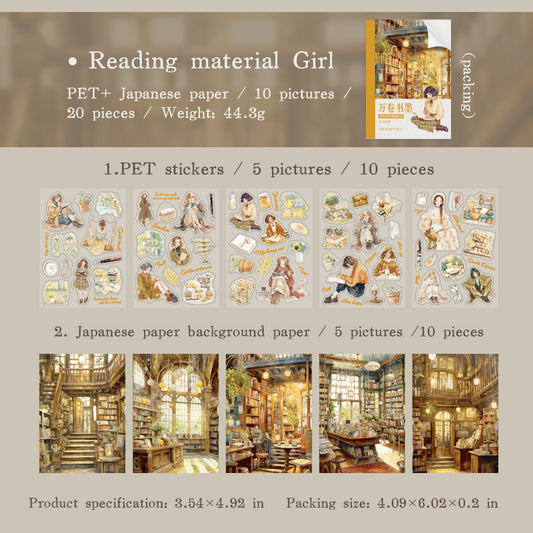 #02089 Girls in Libraries Series Sticker/Material Paper