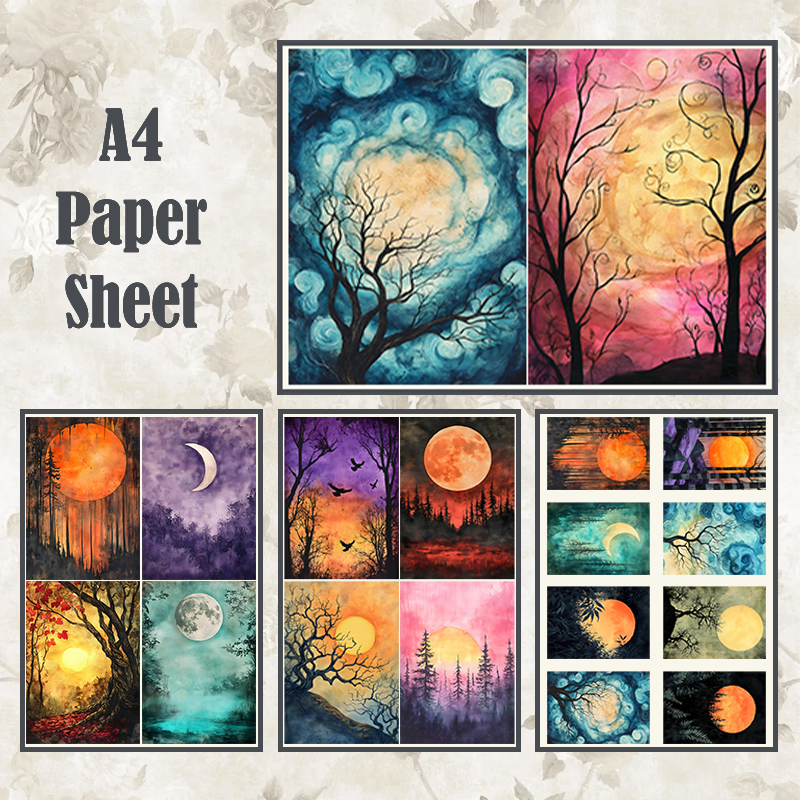#4A54 POI Print A4 Cardstock Paper Set 4 Pcs
