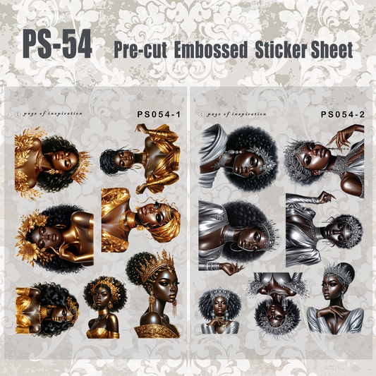 #PS-54 Pre-cut Embossed PET Sticker Sheet