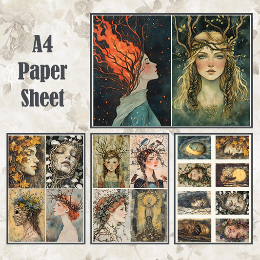 #4A55 POI Print A4 Cardstock Paper Set 4 Pcs