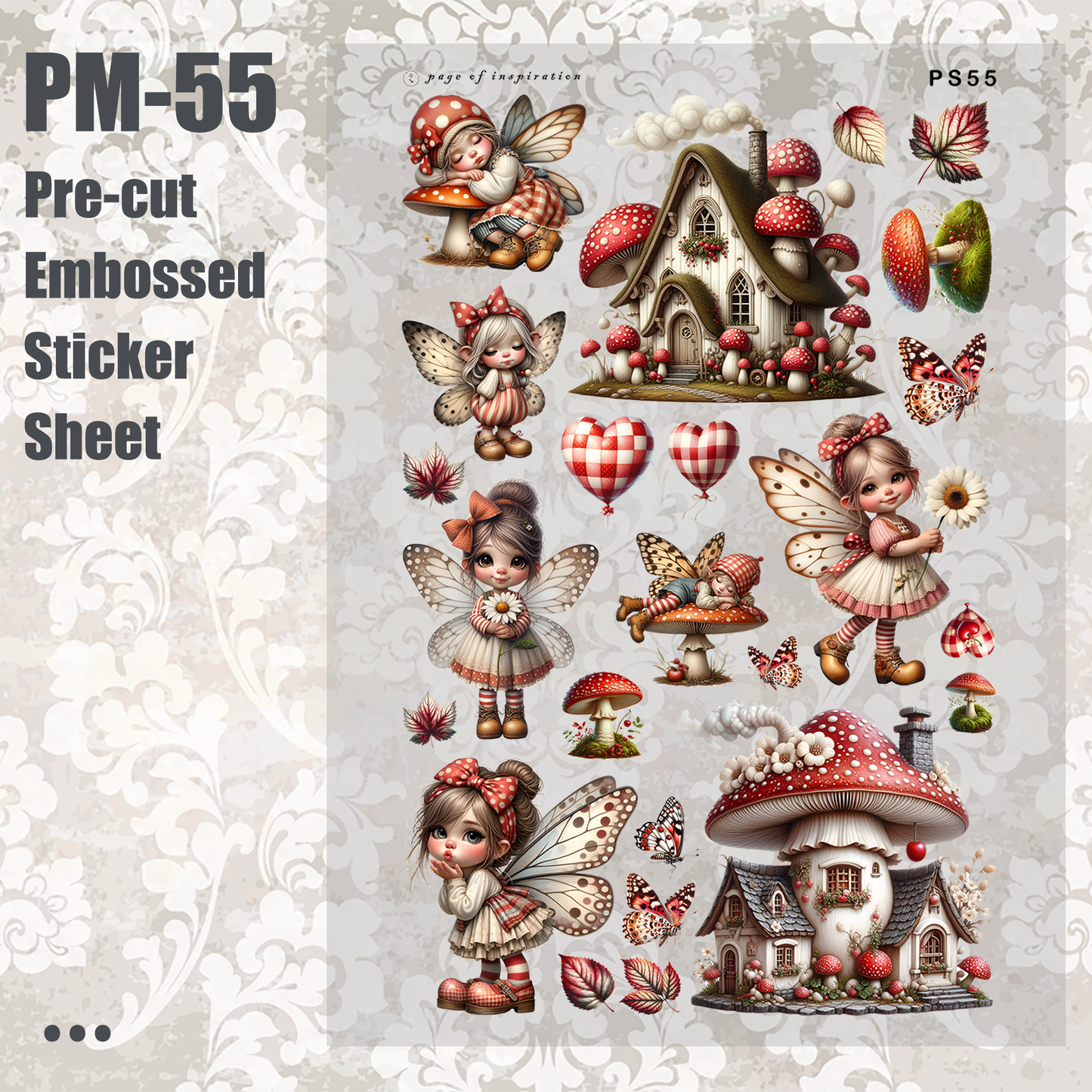 #PM-55 Pre-cut Embossed PET Sticker Sheet