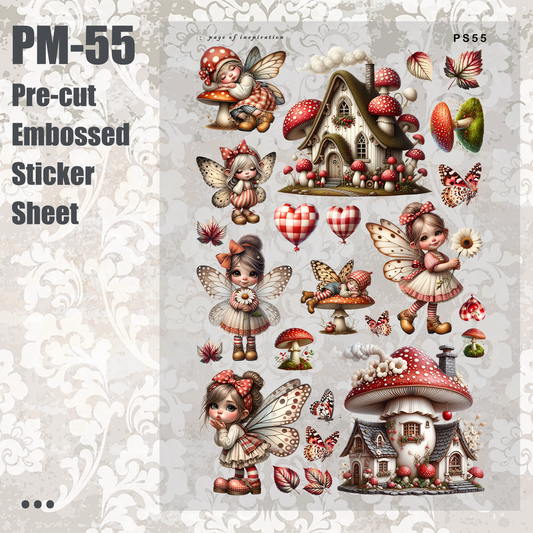 #PM-55 Pre-cut Embossed PET Sticker Sheet
