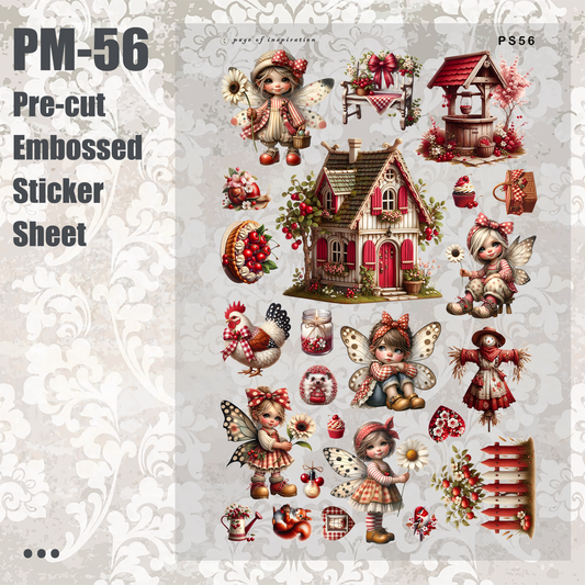 #PM-56 Pre-cut Embossed PET Sticker Sheet