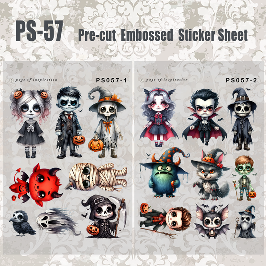 #PS-57 Pre-cut Embossed PET Sticker Sheet