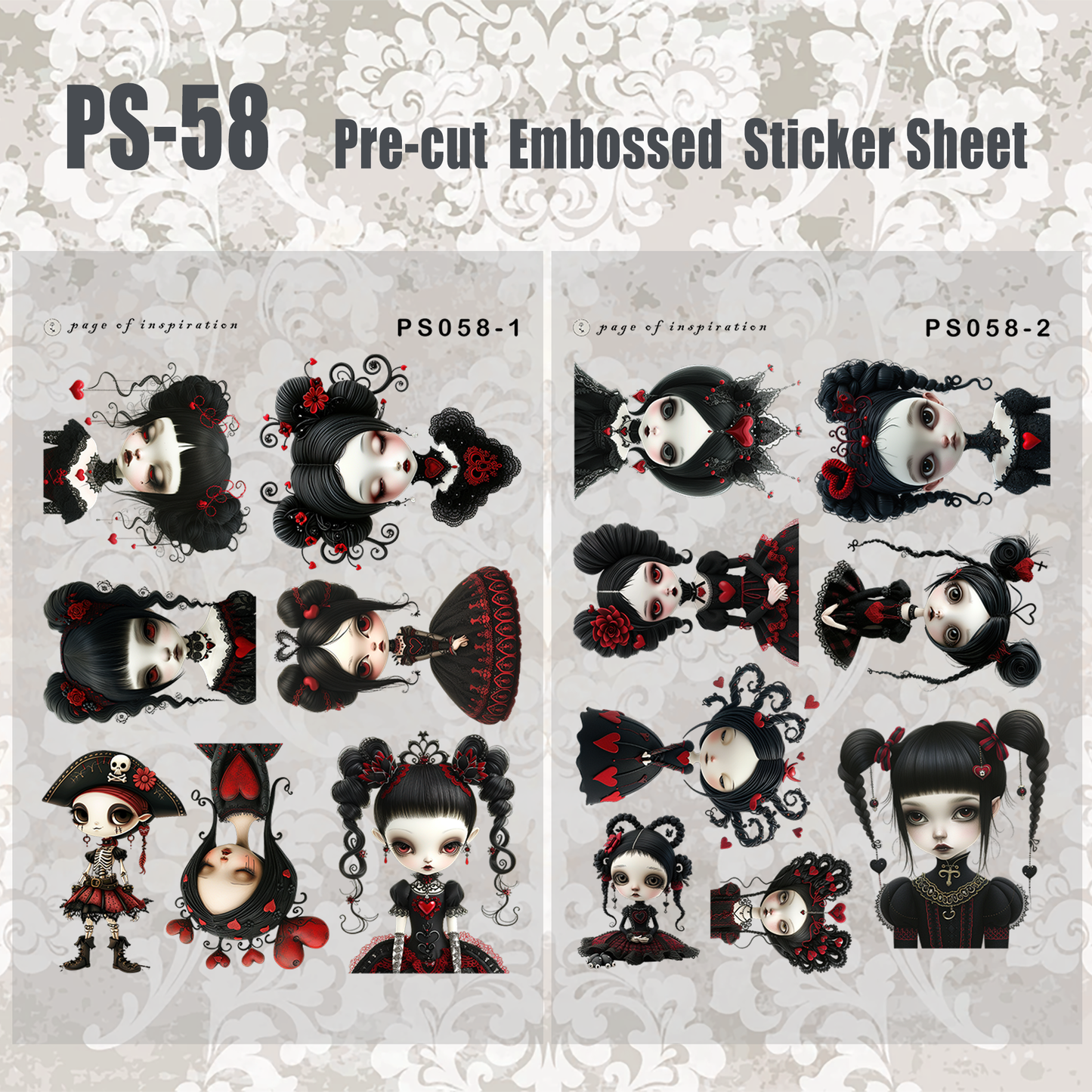 #PS-58 Pre-cut Embossed PET Sticker Sheet