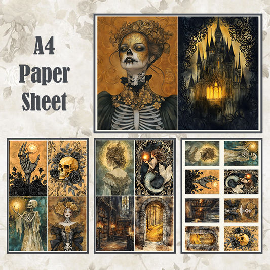 #4A59 POI Print A4 Cardstock Paper Set 4 Pcs