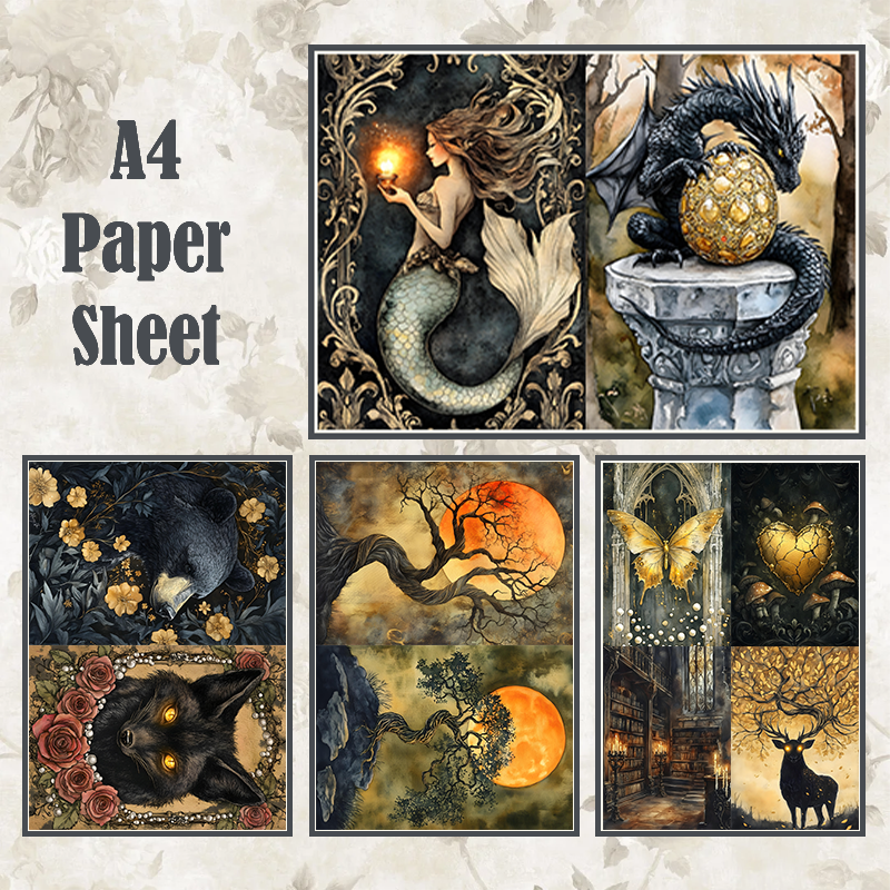 #4A59 POI Print A4 Cardstock Paper Set 4 Pcs