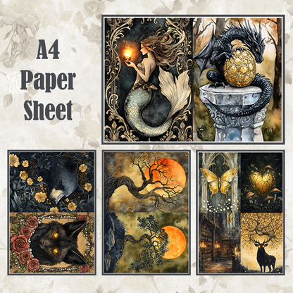 #4A59 POI Print A4 Cardstock Paper Set 4 Pcs