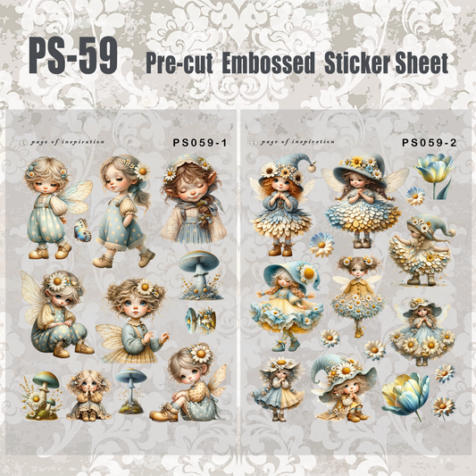 #PS-59 Pre-cut Embossed PET Sticker Sheet