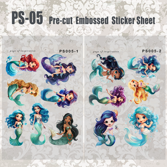 #PS-05 Pre-cut Embossed PET Sticker Sheet