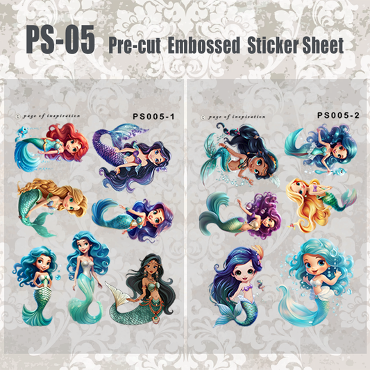 #PS-05 Pre-cut Embossed PET Sticker Sheet