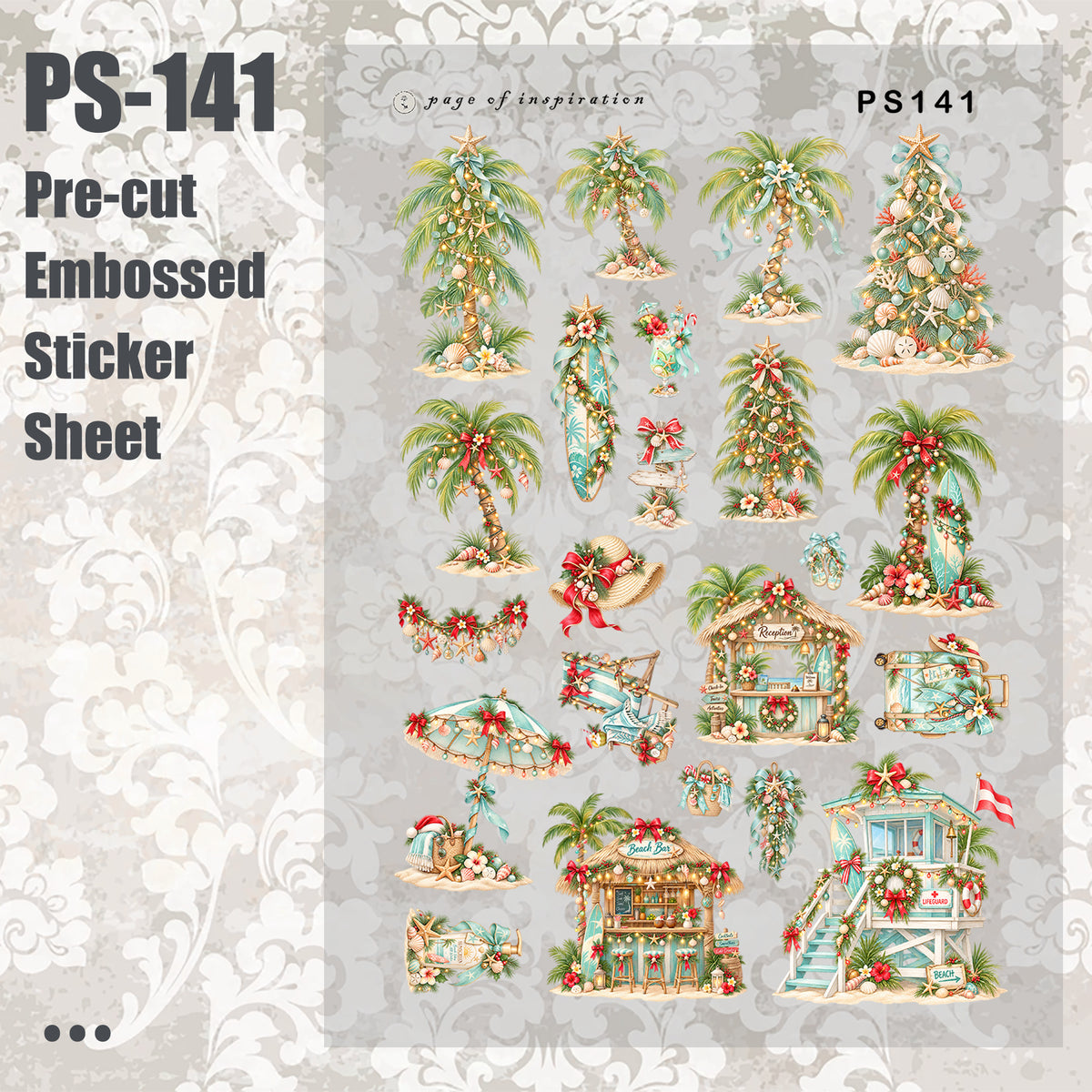 #PS-141 Pre-cut Embossed PET Sticker Sheet
