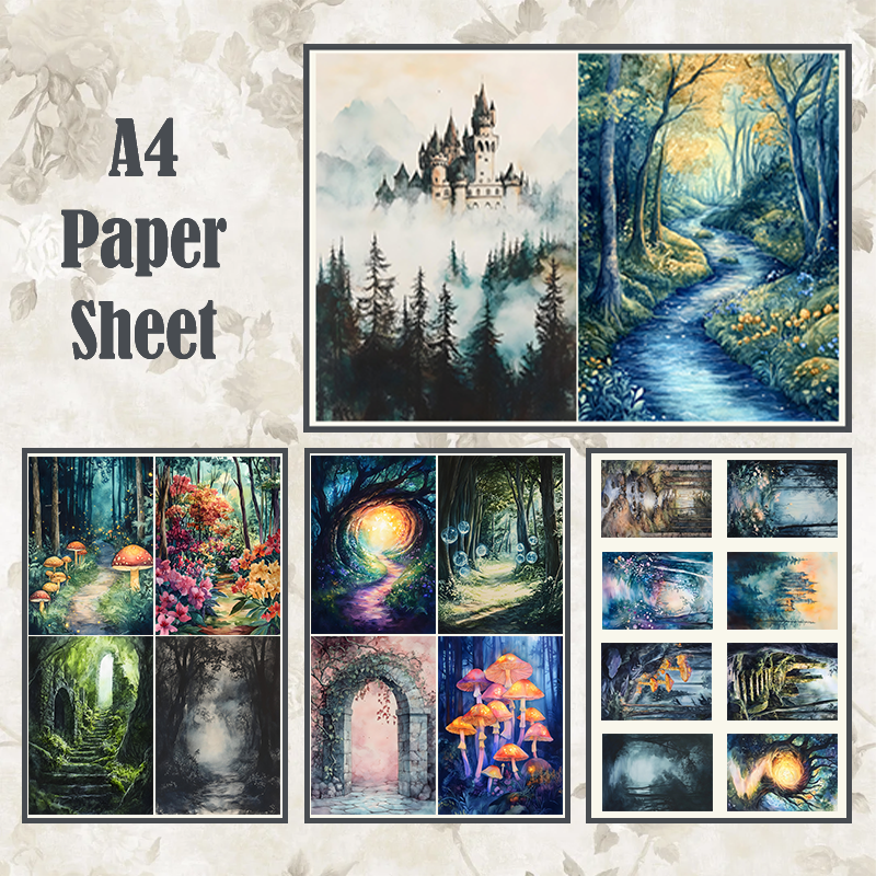 #4A60 POI Print A4 Cardstock Paper Set 4 Pcs