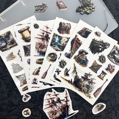 #02614 Sunken Pirate Ship Embossed Sticker