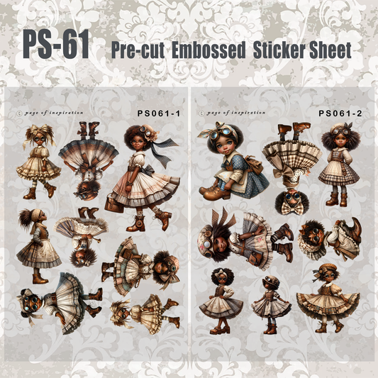 #PS-61 Pre-cut Embossed PET Sticker Sheet