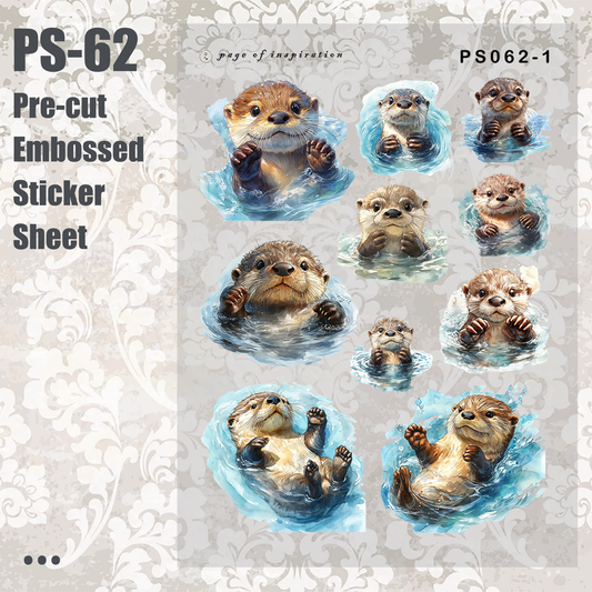 #PS-62 Pre-cut Embossed PET Sticker Sheet