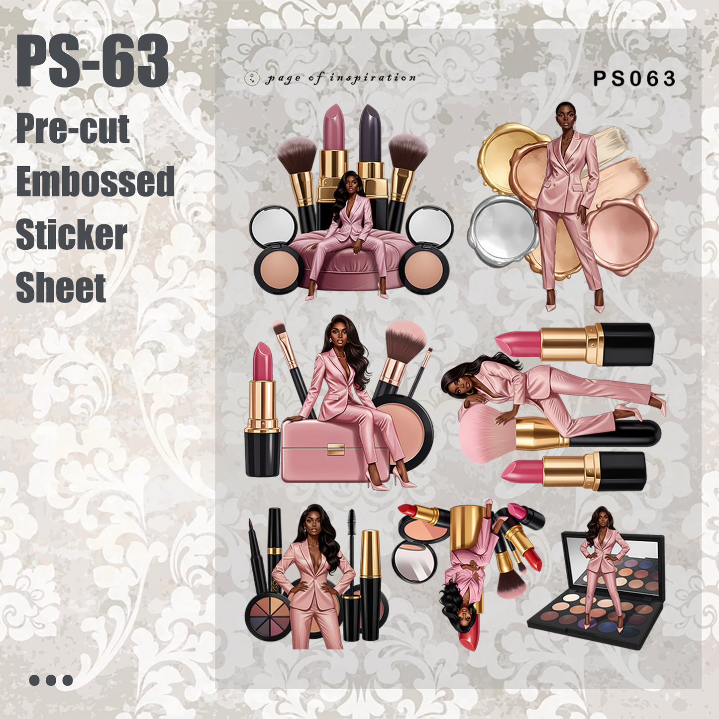 #PS-63 Pre-cut Embossed PET Sticker Sheet