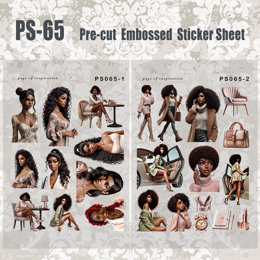 #PS-65 Pre-cut Embossed PET Sticker Sheet