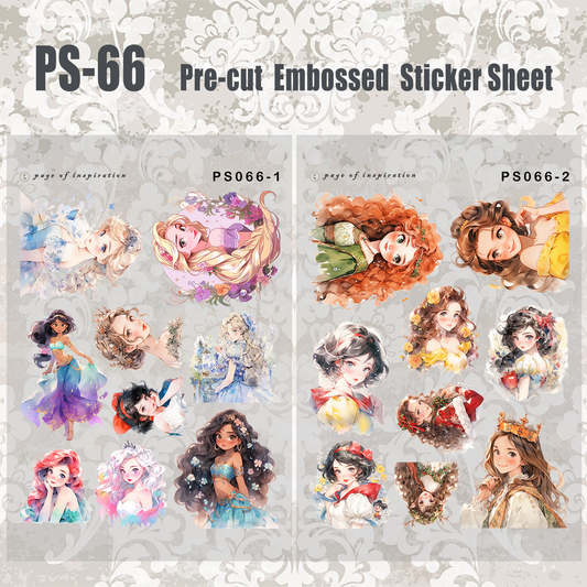 #PS-66 Pre-cut Embossed PET Sticker Sheet