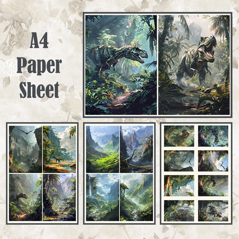 #4A66 POI Print A4 Cardstock Paper Set 5 Pcs Dinosaur