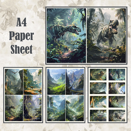 #4A66 POI Print A4 Cardstock Paper Set 5 Pcs Dinosaur