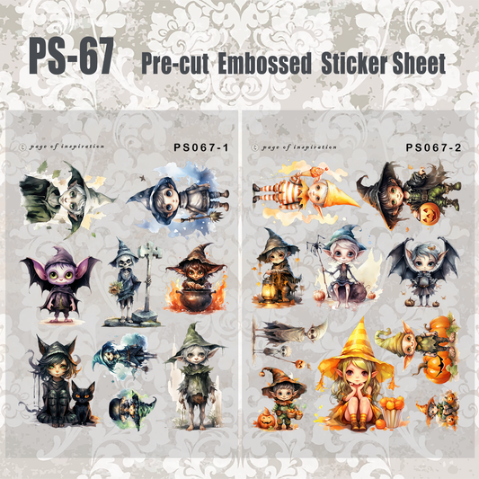 #PS-67 Pre-cut Embossed PET Sticker Sheet